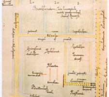 Plattegrond van het klooster Stein, gereconstrueerd door J.H. Carlier, 1930