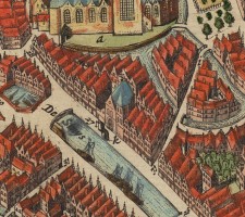 Het Catharinagasthuis op de stadsplattegrond van Joh. Blaeu, circa 1650