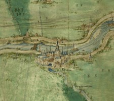 Zogenoemde "schilderijkaart", met de loop van de rivieren rondom Gouda, vermoedelijk gemaakt door Pieter Crabeth, 1520