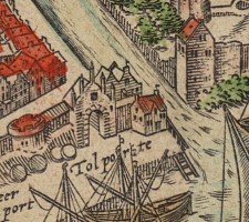 Tolhuis en omgeving op de stadsplattegrond van Braun en Hoogenberg, circa 1580