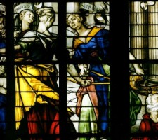 Detail van Glas 1 in de St.-Janskerk: "Vrijheid van conscientie", 1596. Foto: Fonds Goudse Glazen