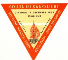 Sticker met de aankondiging voor Kaarsjesavond 1968