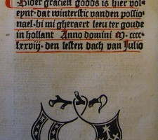 Drukkersmerk van Gerard Leeu (uit Passionael : winter stuc en somer stuc, 1478)